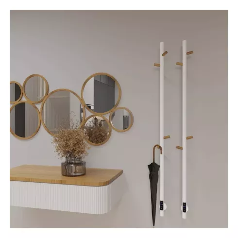 Полотенцесушитель электрический Gloss&Reiter PRIMUM.Е2.L.15х140.Н4.Таймер. Муар белый с деревом