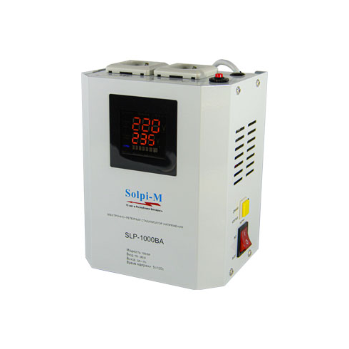 Стабилизатор напряжения электронно-релейный Solpi-M SLP-1000ВА Euro (2 роз)