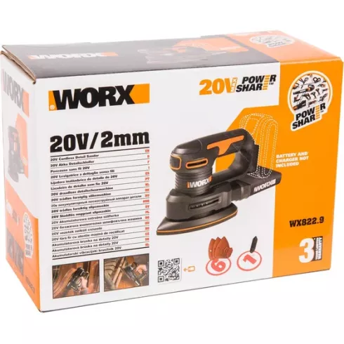 Аккумуляторная дельтавидная шлифмашина Worx WX822.9