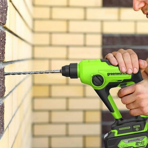 Перфоратор аккумуляторный GreenWorks GD24SDS1K2 (3803107UA)