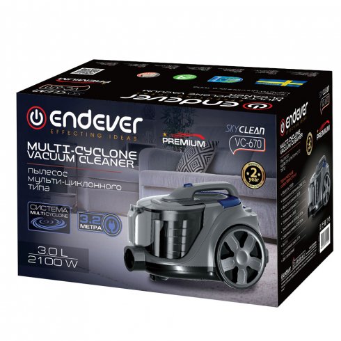 Пылесос Endever SkyClean VC-670 (серый/синий)