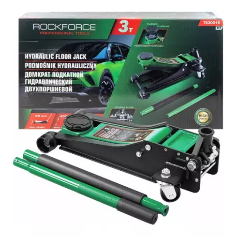 Домкрат подкатной гидравлический двухпоршневой RockForce RF-T830018 HT