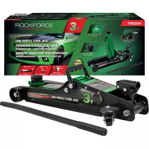 Домкрат подкатной гидравлический низкопрофильный с поворотной ручкой RockForce RF-TR8204