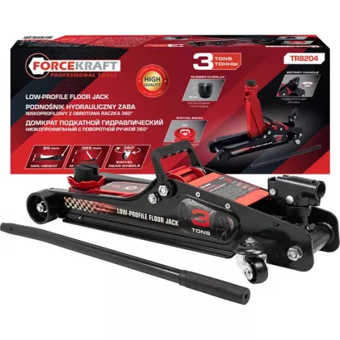 Домкрат подкатной гидравлический низкопрофильный с поворотной ручкой ForceKraft  FK-TR8204