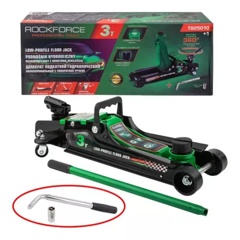 Домкрат подкатной гидравлический низкопрофильный с поворотной ручкой RockForce RF-T825010+1