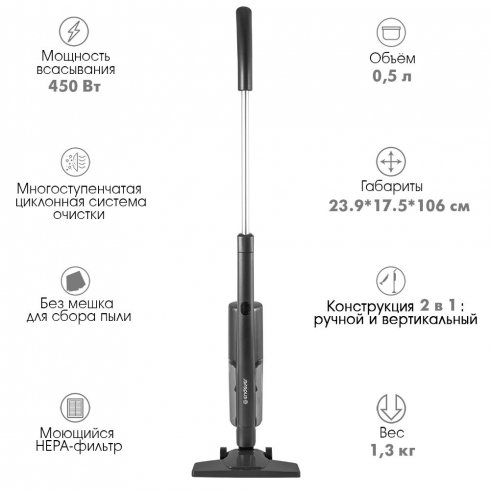Вертикальный пылесос Endever SkyClean VC-297 (темно-серый)