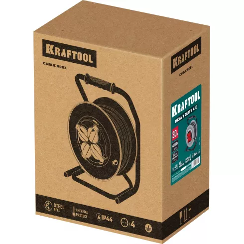Удлинитель силовой на катушке Kraftool HEAVY DUTY(55086-30_z01)