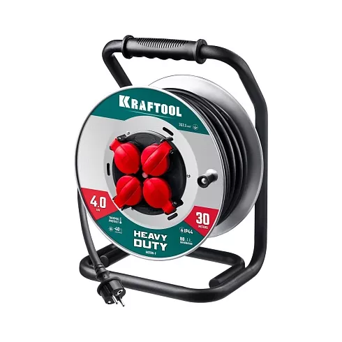 Удлинитель силовой на катушке Kraftool HEAVY DUTY(55086-30_z01)