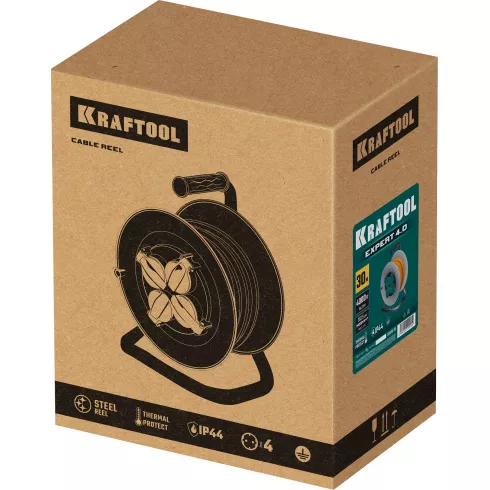 Удлинитель силовой на стальной катушке Kraftool EXPERT (55089-30)