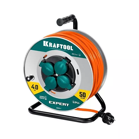 Удлинитель силовой на стальной катушке Kraftool XPERT (55089-50)