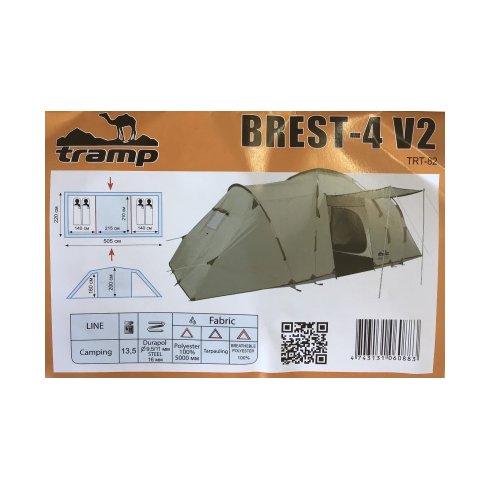 Палатка кемпинговая Tramp Brest 4 Sand V2 (TRT-82s)