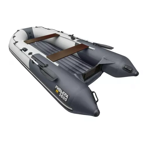 Надувная лодка Ривьера Компакт 3600 НДНД светло-серый/графит