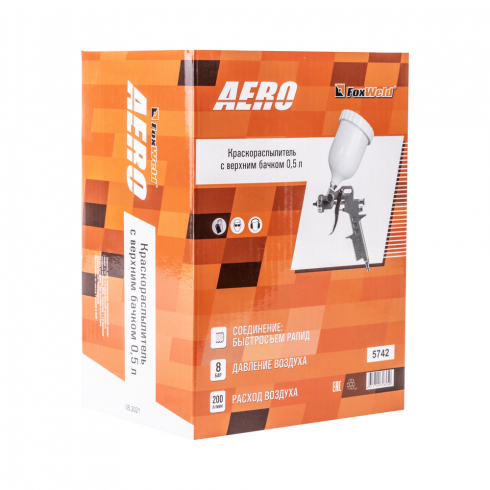Краскораспылитель с верхним бачком FoxWeld AERO 0.5 л