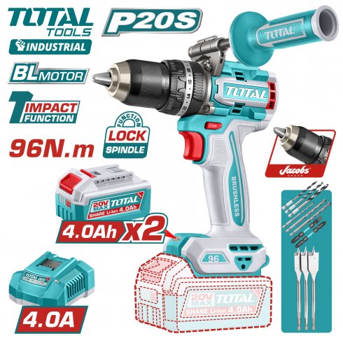 Дрель-шуруповерт ударная TOTAL TIDLI209686