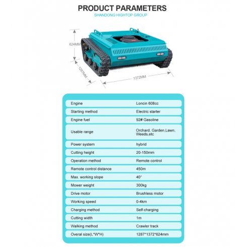 Гусеничная газонокосилка с дистанционным управлением Hightop HT1010