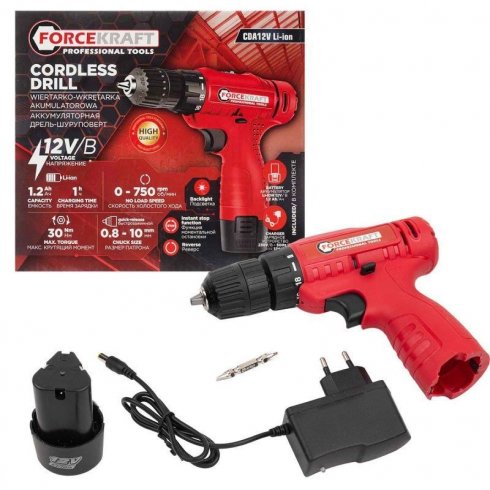 Дрель-шуруповерт ForceKraft FK-CDA12V Li-ion
