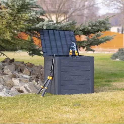 Сундук Prosperplast Woodebox 140л антрацитовый