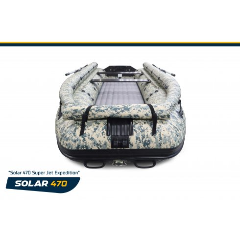 Лодка надувная моторная Solar-470 Caravan Super Jet Tunnel Expedition пиксель