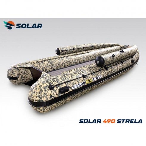 Лодка надувная моторная Solar-490 Strela Jet Tunnel с фальшбортом пиксель