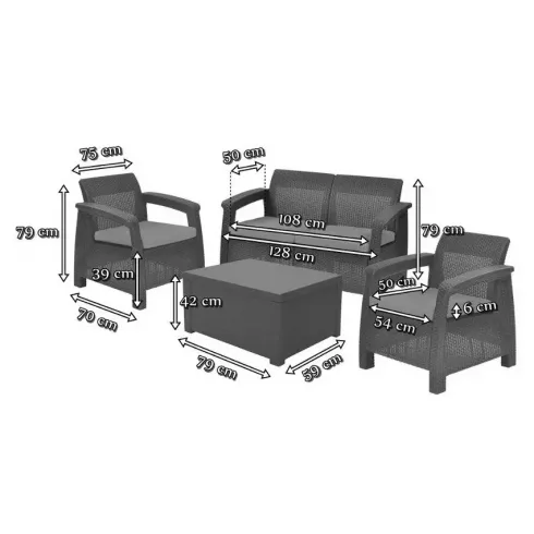 Набор пластиковой садовой мебели Keter Corfu Box Set графит