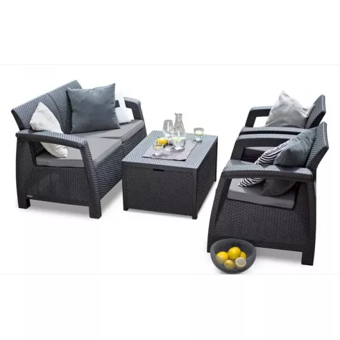 Набор пластиковой садовой мебели Keter Corfu Box Set графит