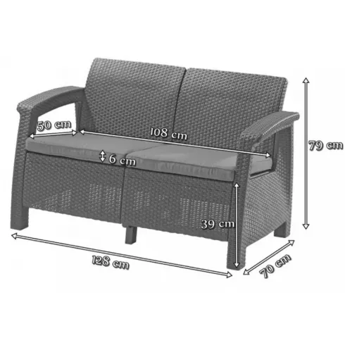 Комплект садовой мебели Keter Corfu II Rest коричневый