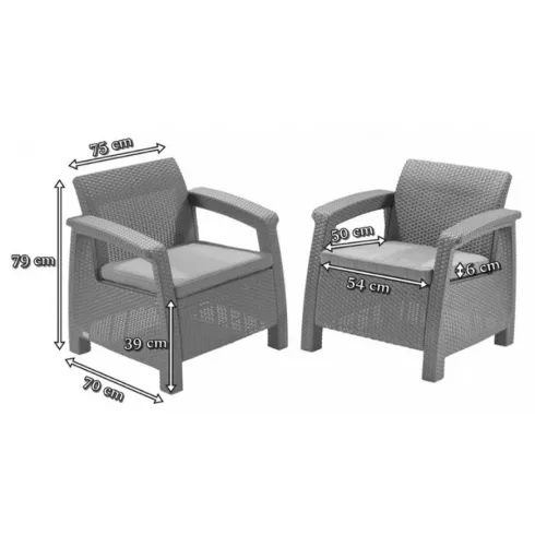 Комплект садовой мебели Keter Corfu II Rest коричневый