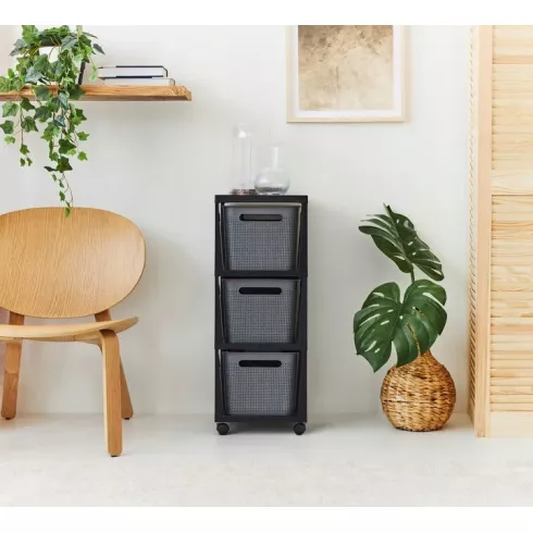 Комод Brisen Rotho Tower 3 x 16 л антрацит/черный