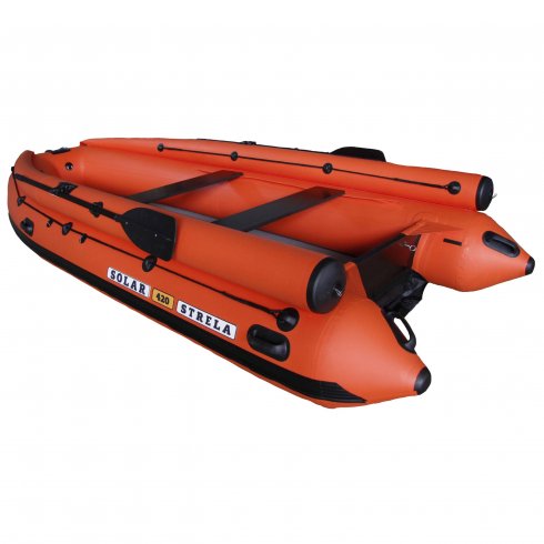 Лодка надувная моторная Solar-420 Strela Jet tunnel (Expedition) оранжевый
