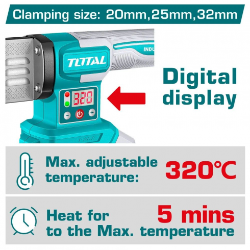 Аппарат для сварки пластиковых труб TOTAL TWTLI2018