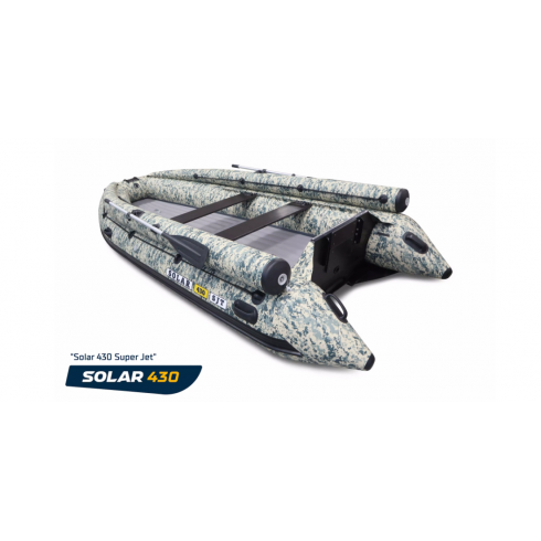 Лодка надувная моторная Solar-430 Super Jet Tunnel с фальшбортом пиксель