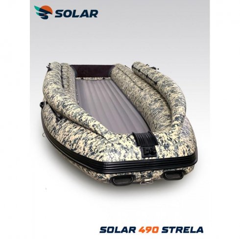 Лодка надувная моторная Solar-490 Strela Jet Tunnel с фальшбортом пиксель