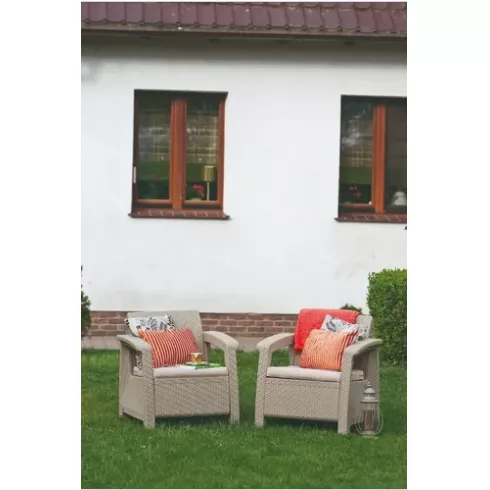 Комплект садовых кресел Keter Corfu Duo капучино