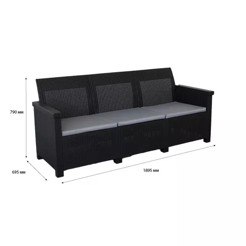 Диван садовый 3х местный Adriano Basegi 3 коричневый