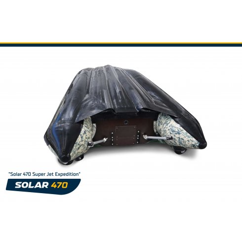 Лодка надувная моторная Solar-470 Caravan Super Jet Tunnel Expedition пиксель