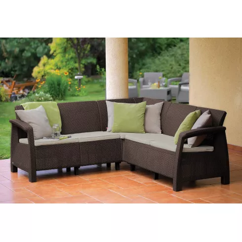 Диван угловой Keter Corfu II Relax коричневый