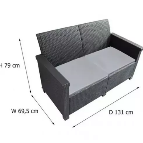 Диван садовый 2х местный Adriano Basegi 2 темно серый