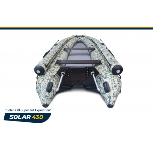 Лодка надувная моторная Solar-430 Super Jet Tunnel Expedition пиксель