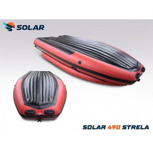 Лодка надувная моторная Solar-490 Strela Jet Tunnel с фальшбортом красный