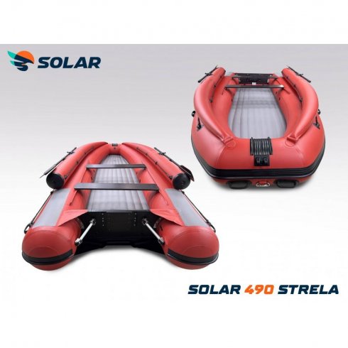 Лодка надувная моторная Solar-490 Strela Jet Tunnel с фальшбортом красный
