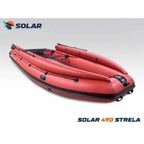 Лодка надувная моторная Solar-490 Strela Jet Tunnel с фальшбортом красный