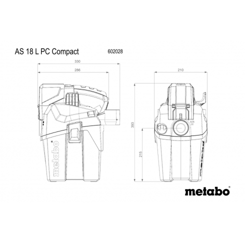 Пылесос аккумуляторный Metabo AS 18 L PC Compact (602028850)