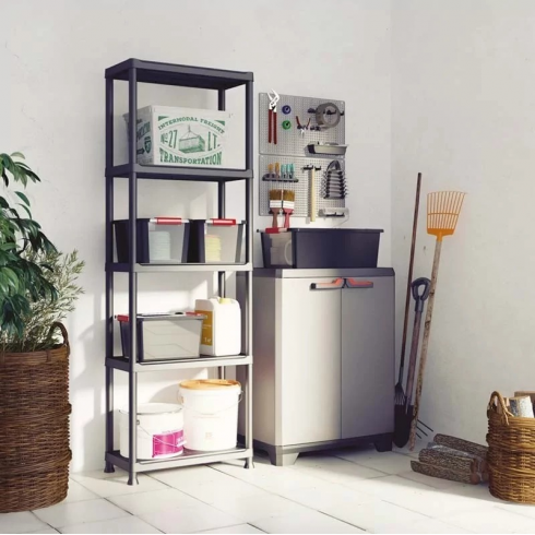 Стеллаж Keter Kis Plus 75/30/5 (5 полок, черный)