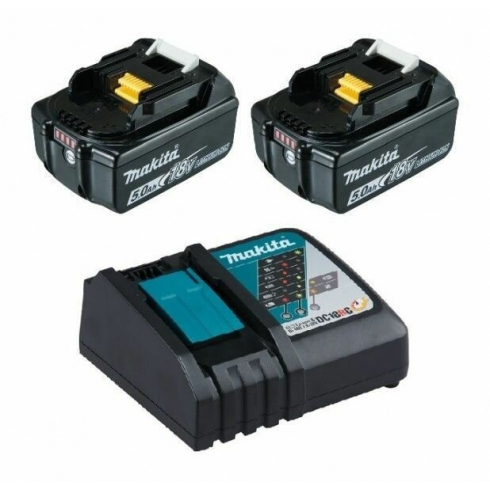 Комплект Makita 197570-9: аккумулятор BL1850B 5 Ач (2 шт.) + зарядное устройство DC18RC