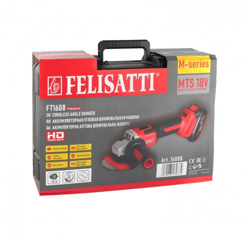 Аккумуляторная угловая шлифовальная машина Felisatti FT1608