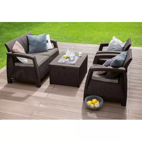 Комплект садовой мебели Keter CORFU BOX коричневый