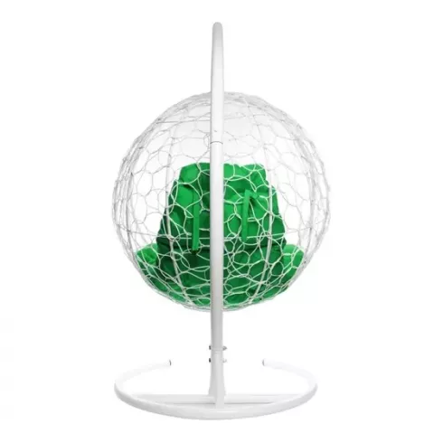 Кресло подвесное M-Group Круг (белый ротанг/зеленая подушка)