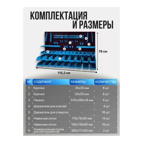 Настенный пластиковый стеллаж-органайзер для инструментов Forsage F-PST2309