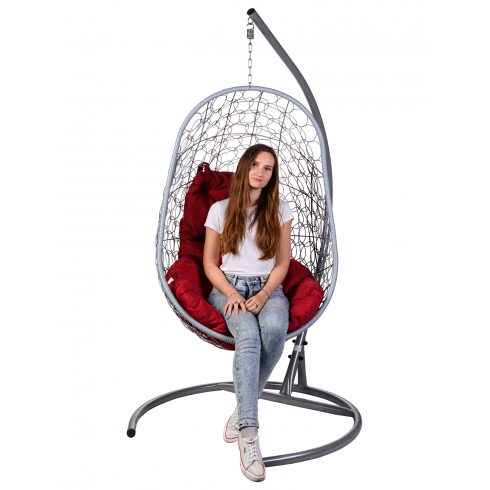 Кресло подвесное BiGarden Easy Gray (подушка бордовая)