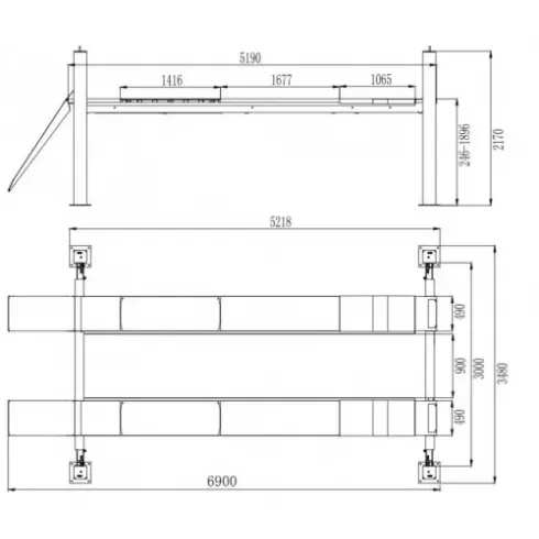 Подъемник четырехстоечный Horex HFL-4.5F4 3D